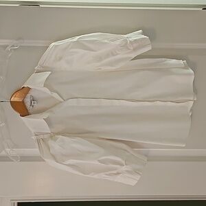 Express cotton blouse puff 3/4 sleeves white button down size XS